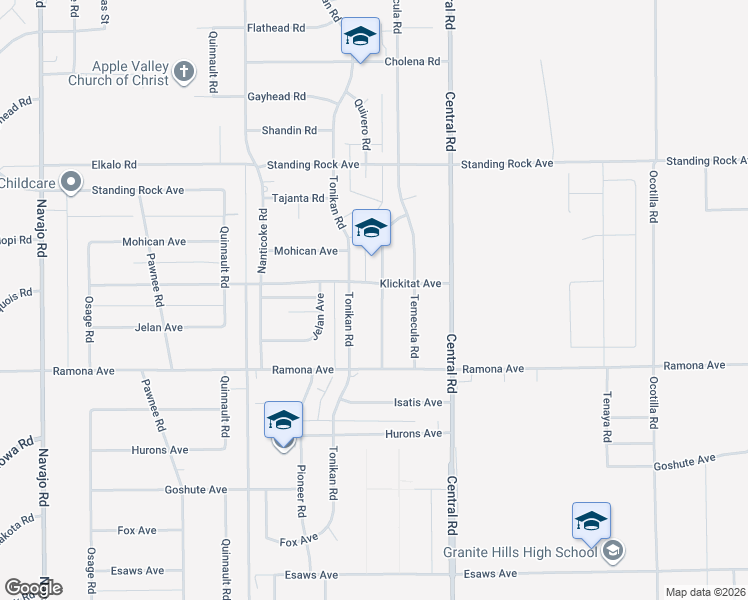 map of restaurants, bars, coffee shops, grocery stores, and more near 14637 Quivero Road in Apple Valley