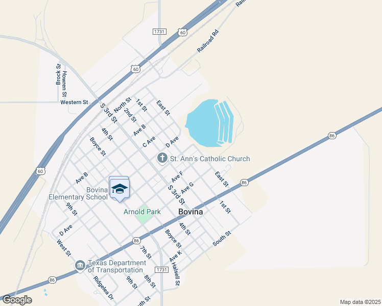 map of restaurants, bars, coffee shops, grocery stores, and more near 100 East Avenue East in Bovina