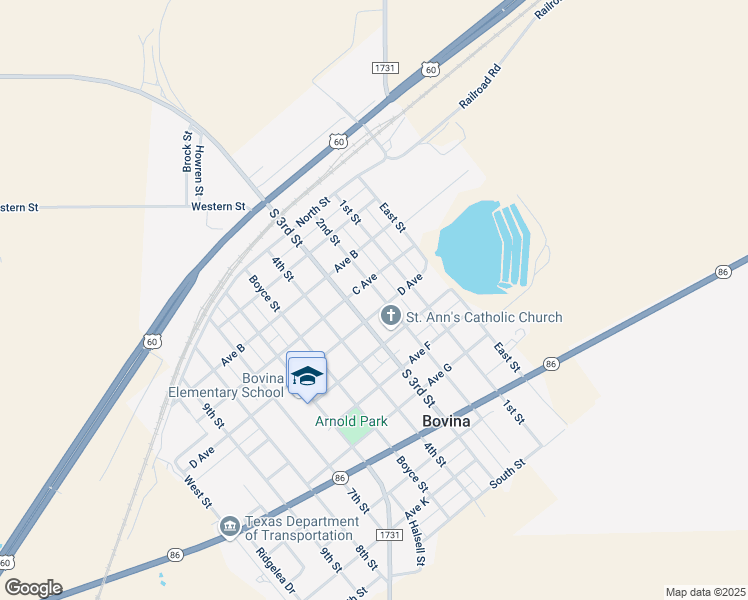 map of restaurants, bars, coffee shops, grocery stores, and more near 300-398 2nd Street in Bovina