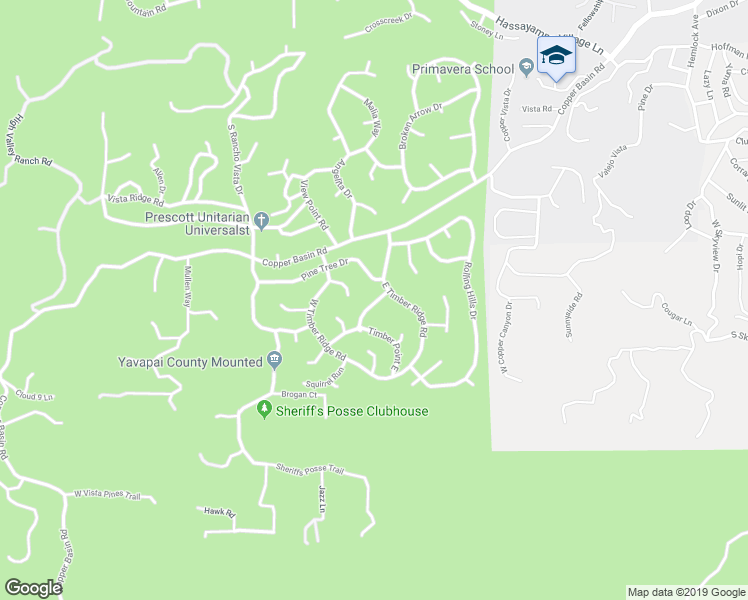 map of restaurants, bars, coffee shops, grocery stores, and more near 1216 Timber Point North in Prescott