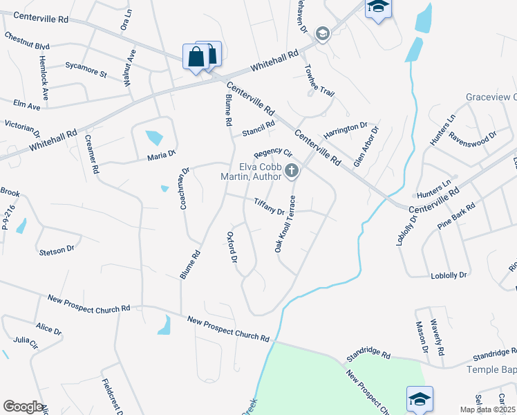 map of restaurants, bars, coffee shops, grocery stores, and more near 202 Tiffany Drive in Anderson