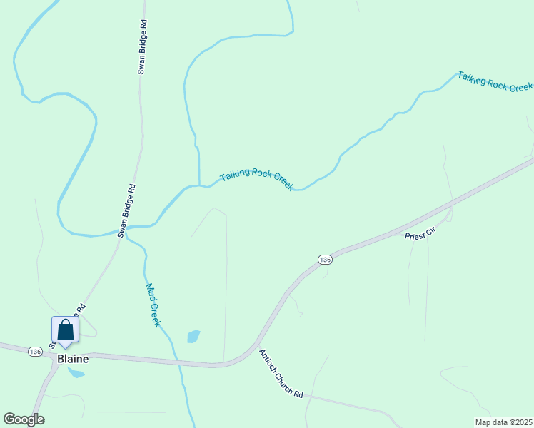 map of restaurants, bars, coffee shops, grocery stores, and more near 7254 Georgia 136 in Talking Rock