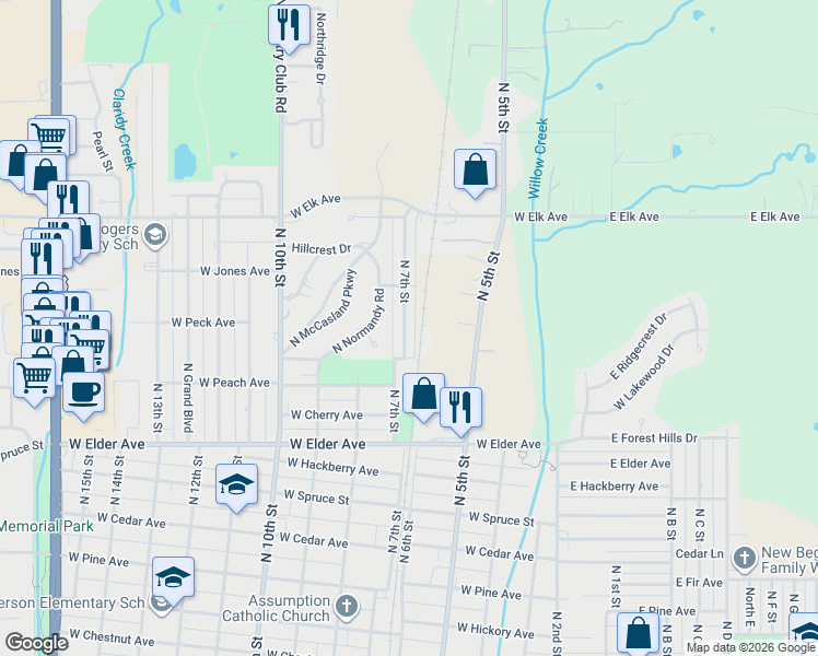 map of restaurants, bars, coffee shops, grocery stores, and more near 1314 North 7th Street in Duncan