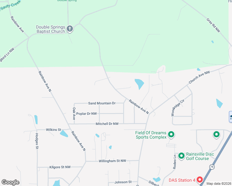 map of restaurants, bars, coffee shops, grocery stores, and more near 2782 Rainbow Avenue North in Rainsville