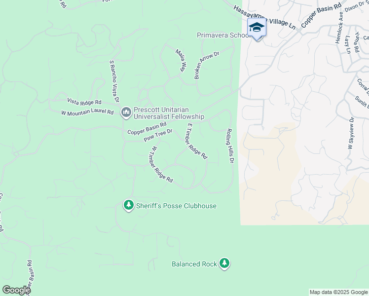 map of restaurants, bars, coffee shops, grocery stores, and more near 1202 Timber Point North in Prescott