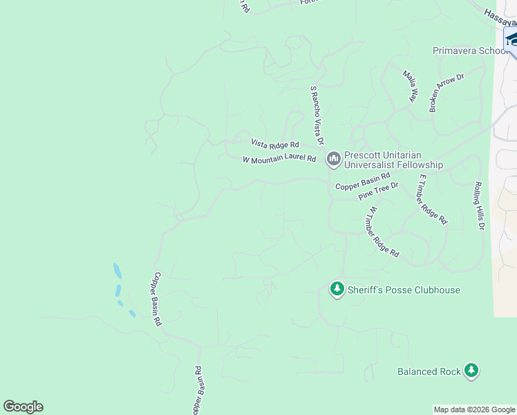 map of restaurants, bars, coffee shops, grocery stores, and more near 1390 Wickwood Lane in Prescott