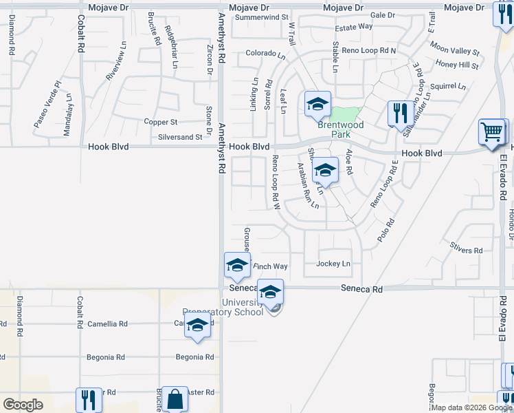map of restaurants, bars, coffee shops, grocery stores, and more near 13829 Feller Lane in Victorville