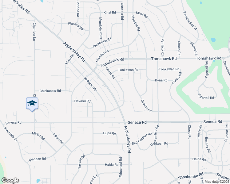 map of restaurants, bars, coffee shops, grocery stores, and more near 14645 Apple Valley Road in Apple Valley