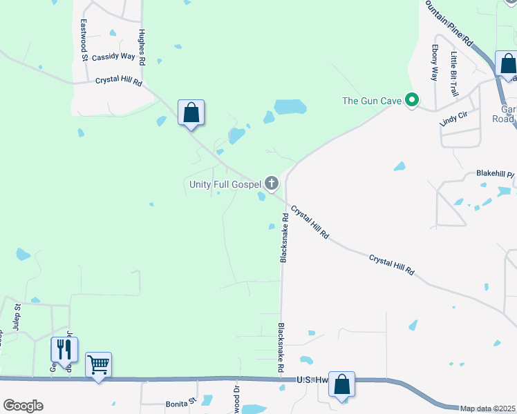 map of restaurants, bars, coffee shops, grocery stores, and more near 631 Crystal Hill Road in Hot Springs