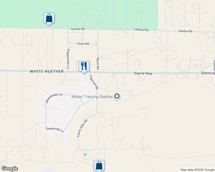 map of restaurants, bars, coffee shops, grocery stores, and more near 35138 Wyse Road in Agua Dulce