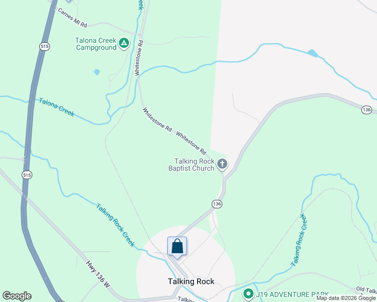 map of restaurants, bars, coffee shops, grocery stores, and more near 153 Whitestone Rd in Talking Rock