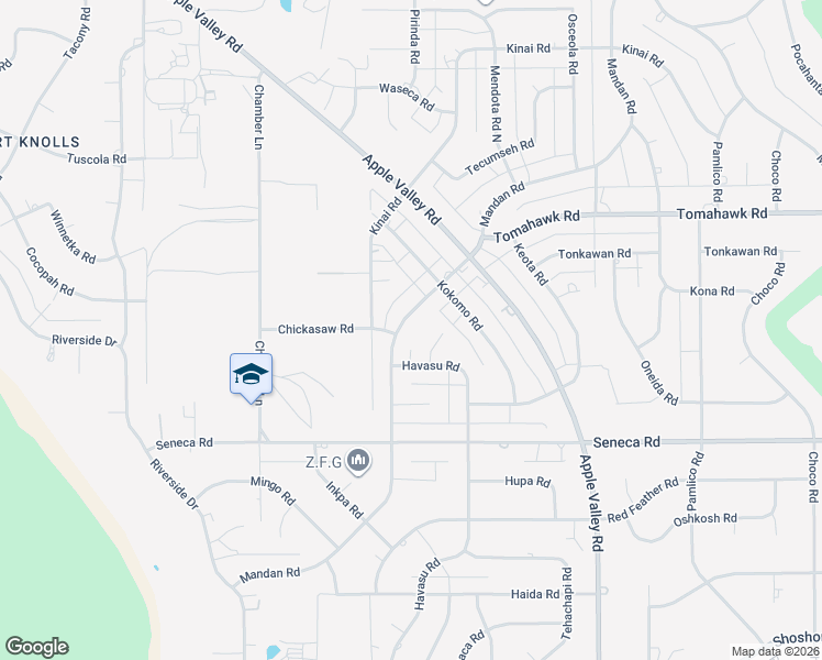 map of restaurants, bars, coffee shops, grocery stores, and more near 14675 Mandan Road in Apple Valley
