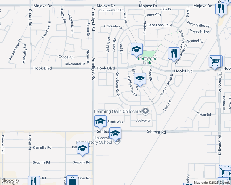 map of restaurants, bars, coffee shops, grocery stores, and more near 14741 Coachman Road in Victorville