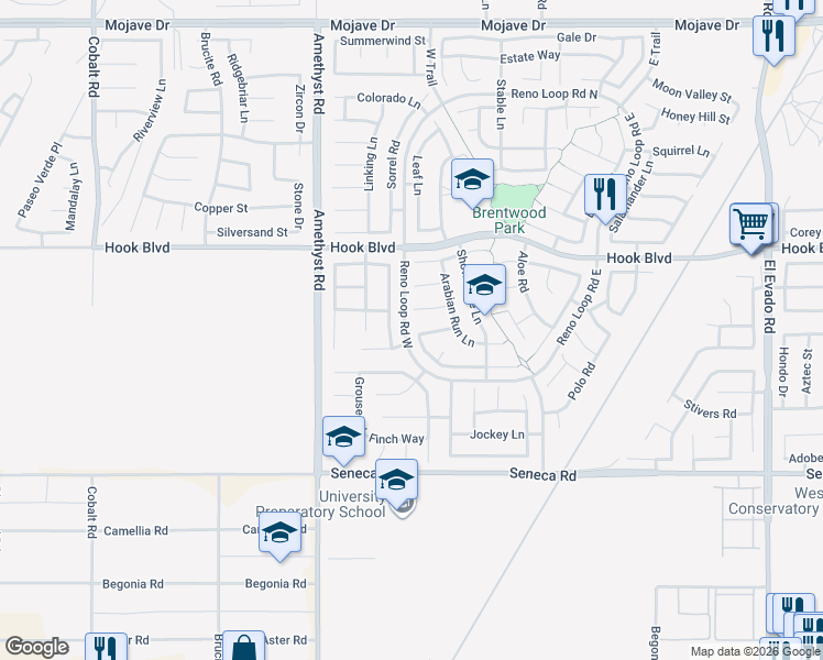 map of restaurants, bars, coffee shops, grocery stores, and more near 13847 Clydesdale Run Lane in Victorville