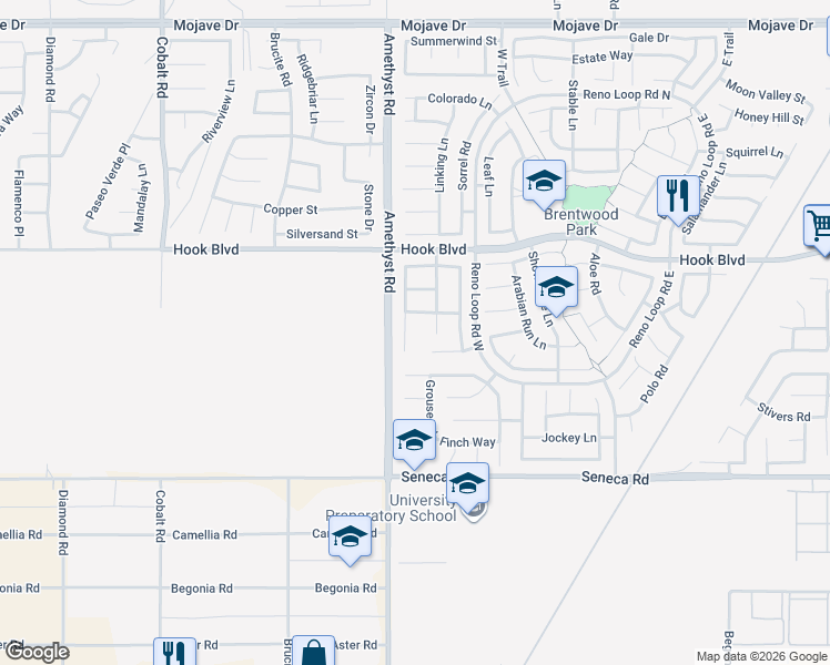 map of restaurants, bars, coffee shops, grocery stores, and more near 14751 Shetland Court in Victorville