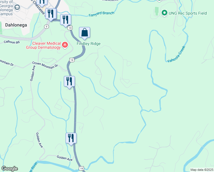 map of restaurants, bars, coffee shops, grocery stores, and more near 479 Stoneybrook Drive in Dahlonega
