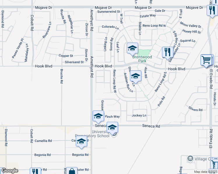 map of restaurants, bars, coffee shops, grocery stores, and more near 14756 Coachman Road in Victorville