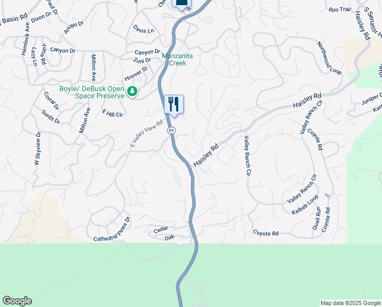 map of restaurants, bars, coffee shops, grocery stores, and more near 525 Turtleback Road in Prescott