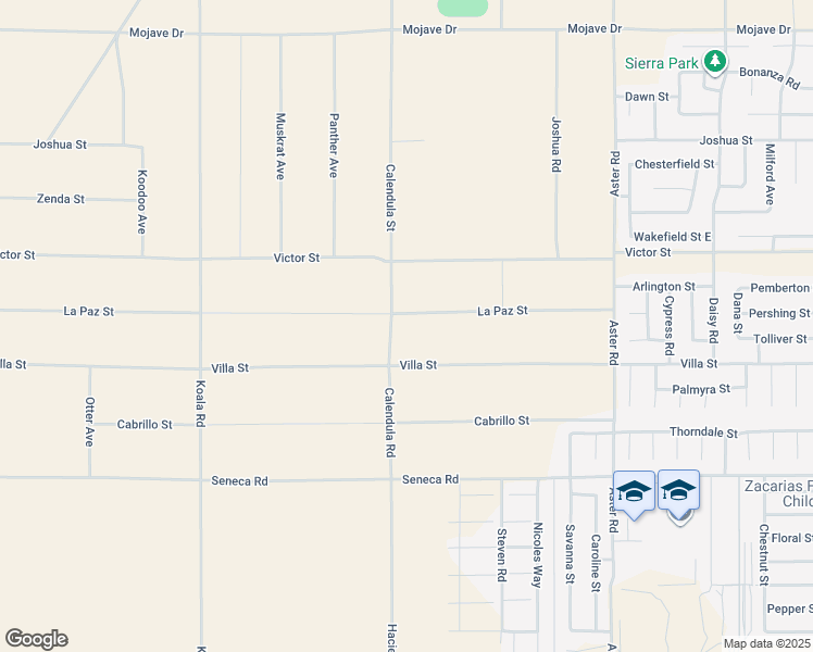map of restaurants, bars, coffee shops, grocery stores, and more near 14755 Calendula Street in Adelanto
