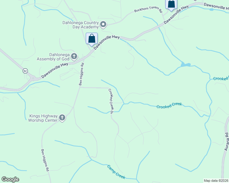 map of restaurants, bars, coffee shops, grocery stores, and more near 293 Crooked Creek Drive in Dahlonega