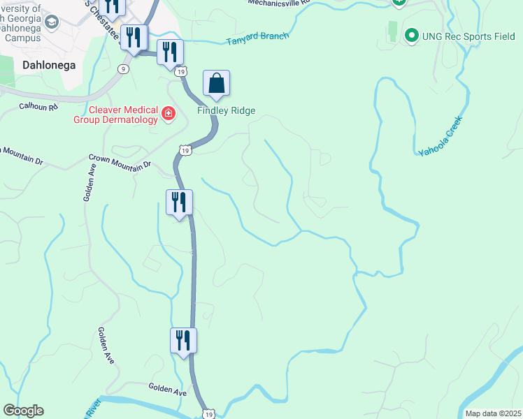 map of restaurants, bars, coffee shops, grocery stores, and more near 413 Stoneybrook Drive in Dahlonega