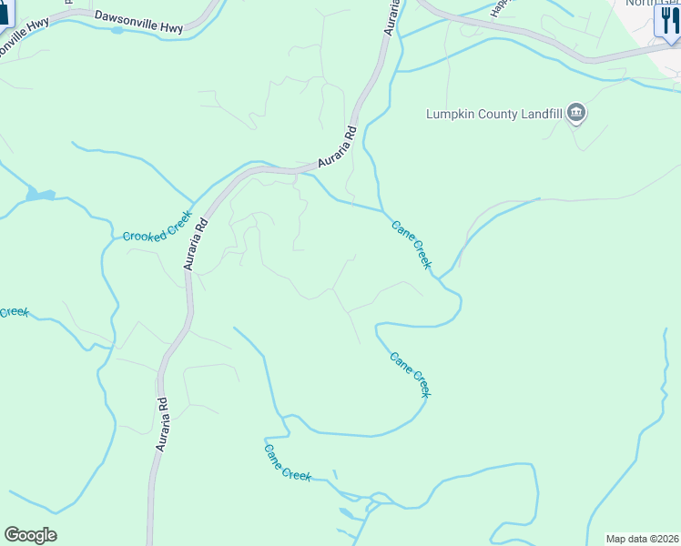 map of restaurants, bars, coffee shops, grocery stores, and more near Grub Stake Drive in Dahlonega