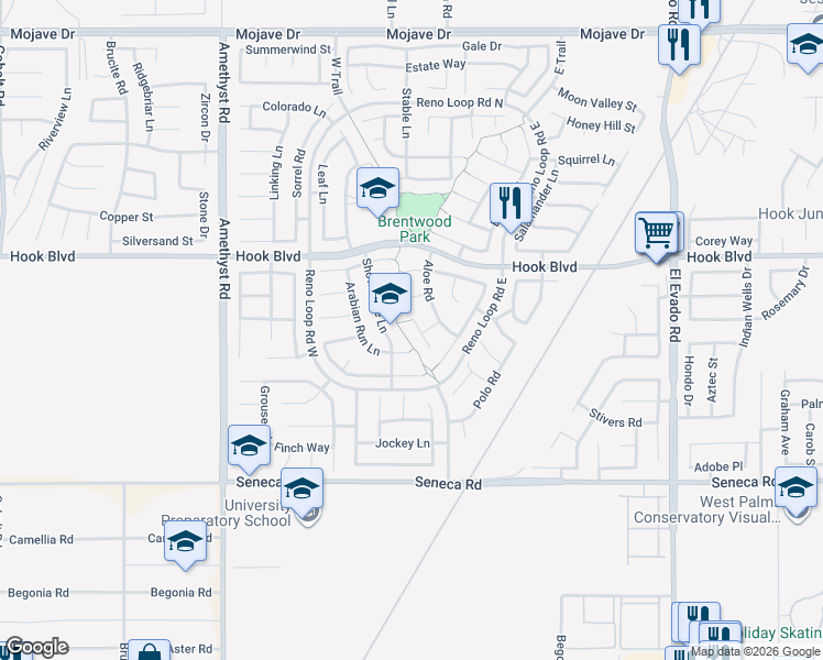map of restaurants, bars, coffee shops, grocery stores, and more near 14803 Butterfly Court in Victorville