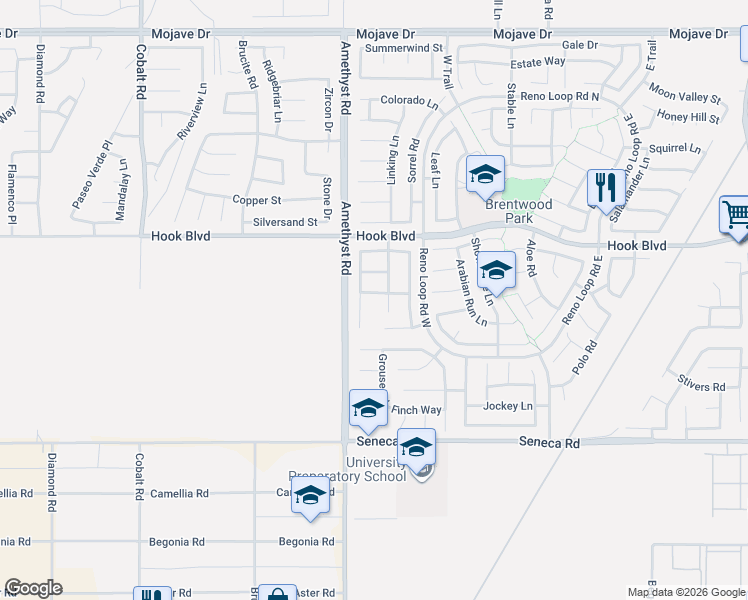 map of restaurants, bars, coffee shops, grocery stores, and more near 13756 Hanford Court in Victorville