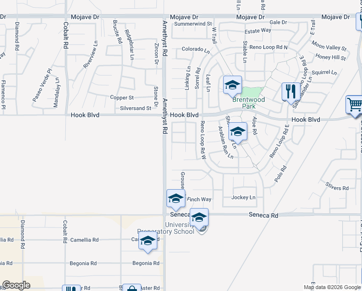 map of restaurants, bars, coffee shops, grocery stores, and more near 13765 Hanford Court in Victorville