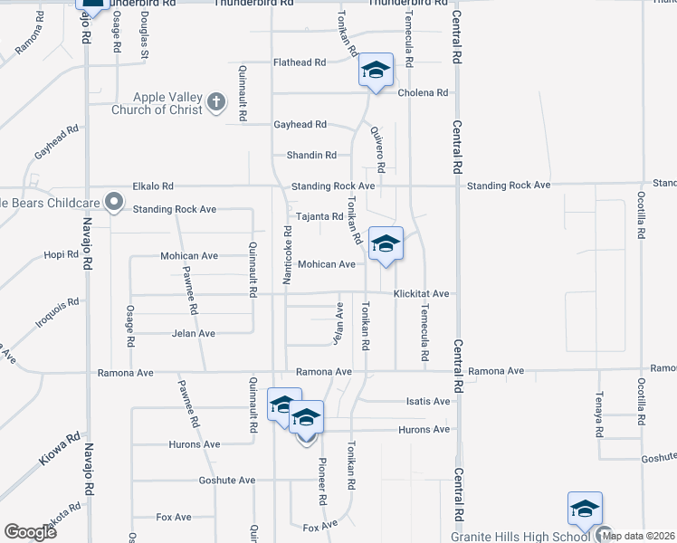 map of restaurants, bars, coffee shops, grocery stores, and more near 22241 Mohican Avenue in Apple Valley