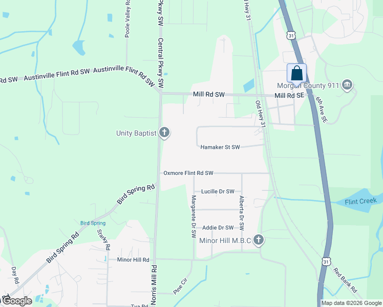 map of restaurants, bars, coffee shops, grocery stores, and more near 138 Hamaker Street Southwest in Decatur