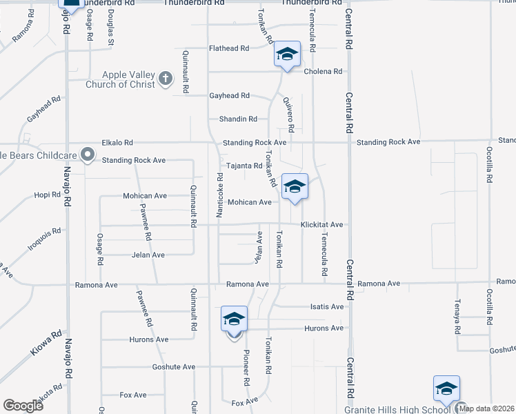 map of restaurants, bars, coffee shops, grocery stores, and more near 22242 Mohican Avenue in Apple Valley