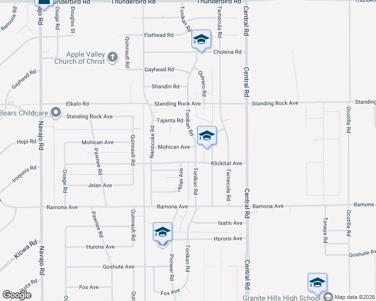 map of restaurants, bars, coffee shops, grocery stores, and more near 22271 Mohican Avenue in Apple Valley