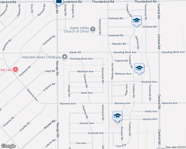 map of restaurants, bars, coffee shops, grocery stores, and more near 21963 Mohican Avenue in Apple Valley