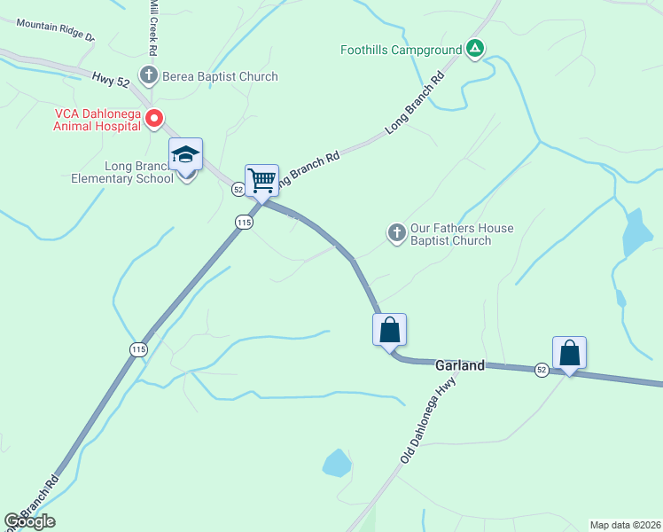 map of restaurants, bars, coffee shops, grocery stores, and more near 4934 Georgia 52 in Dahlonega