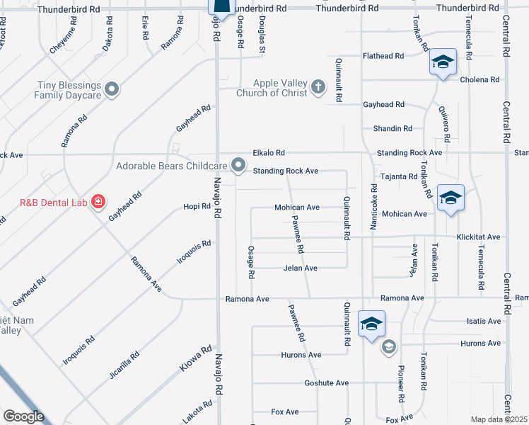 map of restaurants, bars, coffee shops, grocery stores, and more near 21827 Mohican Avenue in Apple Valley