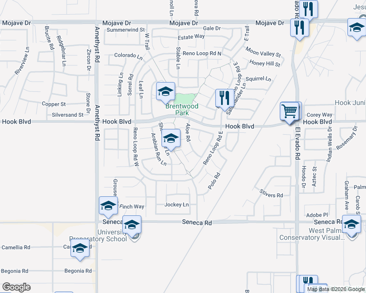 map of restaurants, bars, coffee shops, grocery stores, and more near 14803 Butterfly Court in Victorville