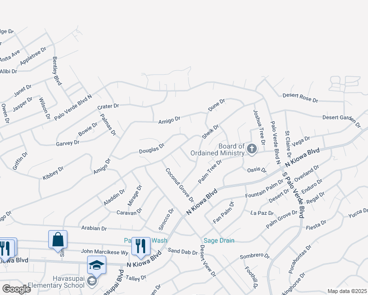 map of restaurants, bars, coffee shops, grocery stores, and more near 3248 Simitan Drive in Lake Havasu City