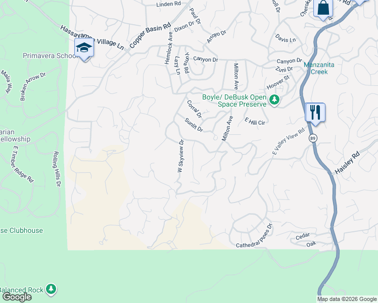 map of restaurants, bars, coffee shops, grocery stores, and more near 1200 Hopi Drive in Prescott