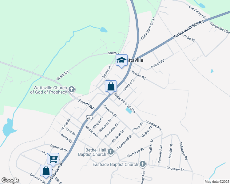 map of restaurants, bars, coffee shops, grocery stores, and more near 400 Lucas Avenue in Laurens