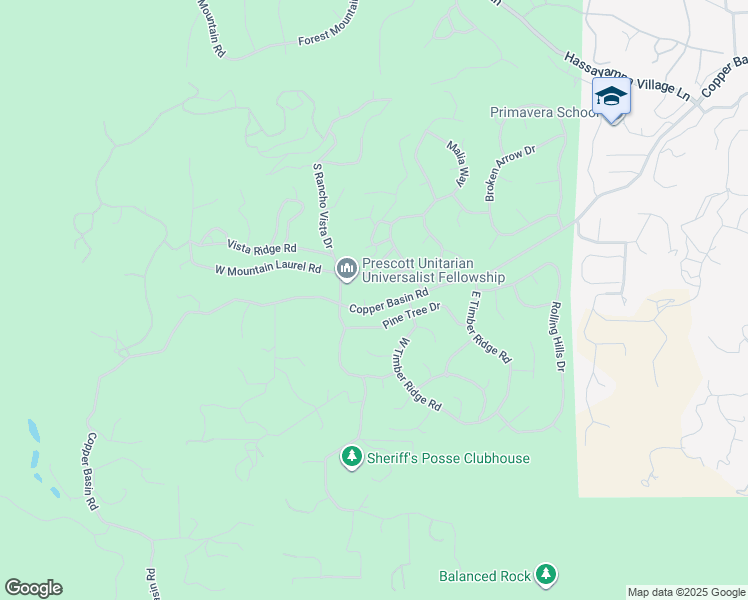 map of restaurants, bars, coffee shops, grocery stores, and more near 963 Coyote Cir in Prescott