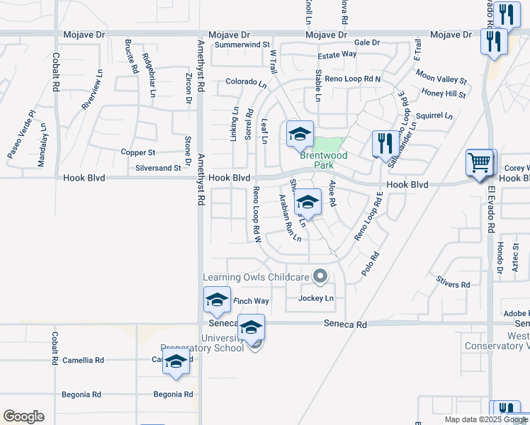 map of restaurants, bars, coffee shops, grocery stores, and more near 13870 Appaloosa Court in Victorville