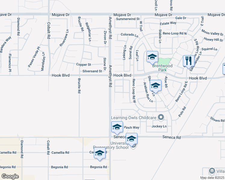 map of restaurants, bars, coffee shops, grocery stores, and more near 14806 Shetland Court in Victorville