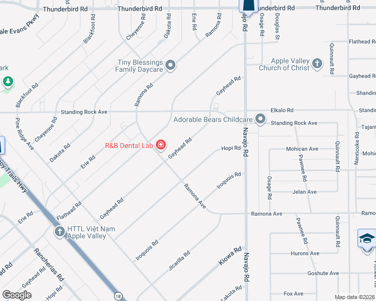map of restaurants, bars, coffee shops, grocery stores, and more near 14765 Gayhead Road in Apple Valley