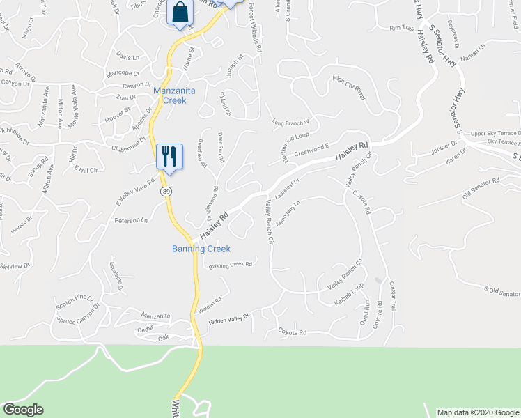 map of restaurants, bars, coffee shops, grocery stores, and more near 1411 Pine Tree Lane in Prescott