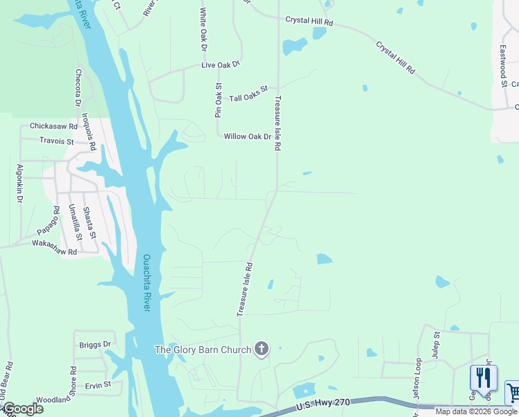 map of restaurants, bars, coffee shops, grocery stores, and more near 469 Treasure Isle Road in Hot Springs