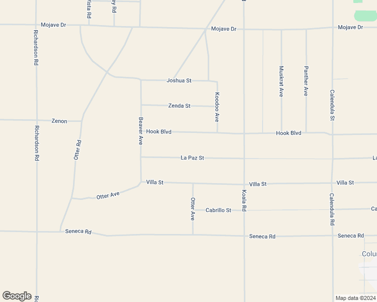 map of restaurants, bars, coffee shops, grocery stores, and more near La Paz Street in Adelanto