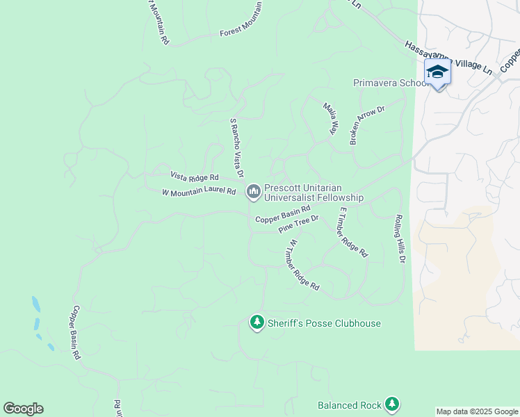 map of restaurants, bars, coffee shops, grocery stores, and more near 963 Coyote Circle in Prescott