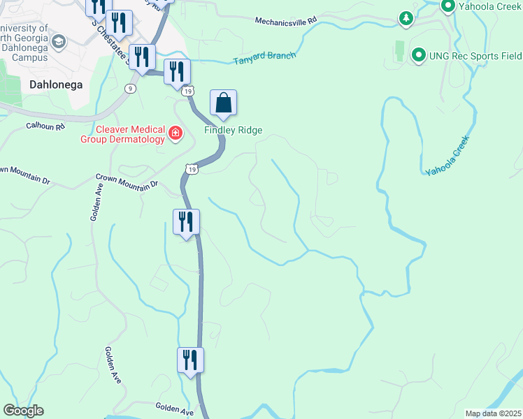 map of restaurants, bars, coffee shops, grocery stores, and more near 98 Aspen Court in Dahlonega