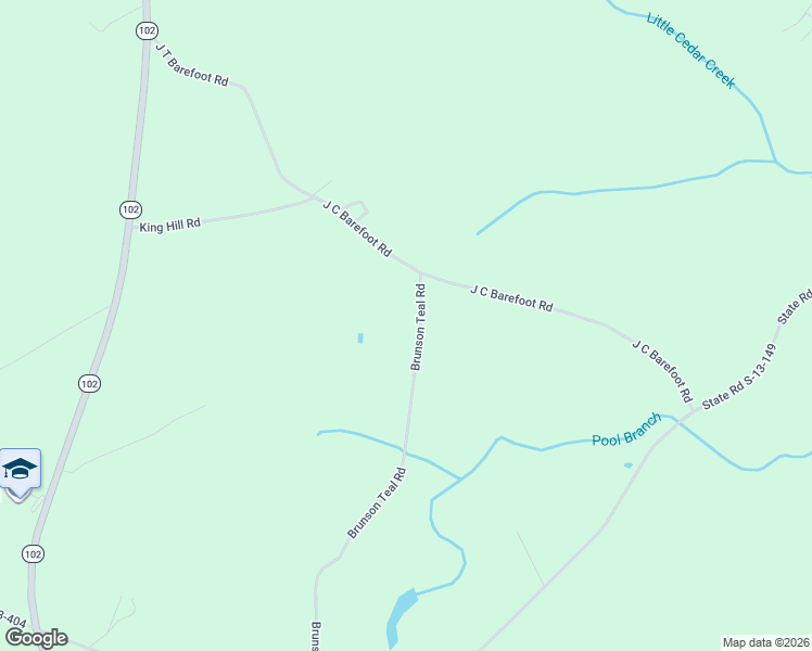 map of restaurants, bars, coffee shops, grocery stores, and more near Brunson Teal Road in Patrick